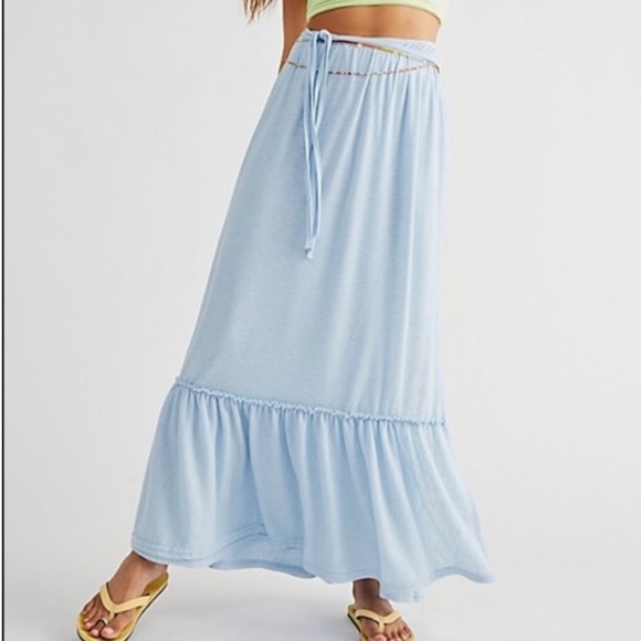 Free People Beach Dew Shine Blue Convertible Maxi Skirt Dress Sz L NWOT Z370-28 - Picture 2 of 8